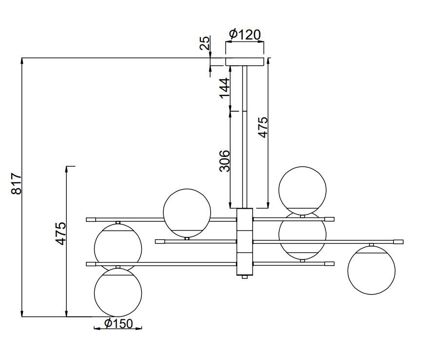 Nowoczesny złoty żyrandol Nostalgia z szklanymi kloszami