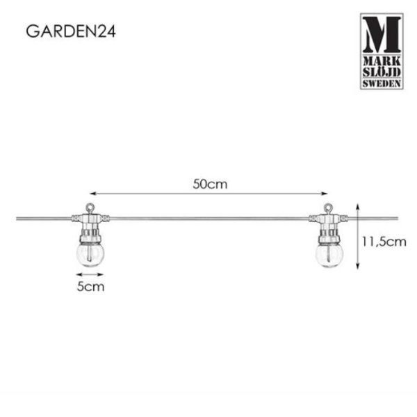 Ogrodowa girlanda LED Garden 24 z małymi żarówkami i klasą szczelności IP44