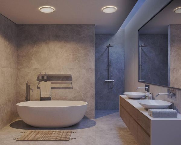 Okrągła lampa sufitowa Oja 29 z regulacją barwy światła i klasą szczelności IP54