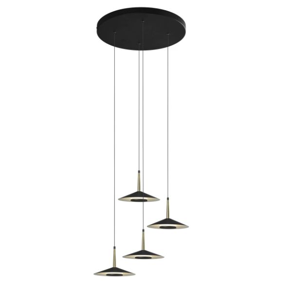 Okrągła lampa wisząca Orion z czterema kloszami LED