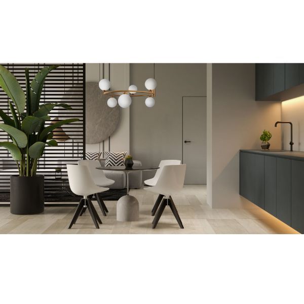 Okrągła wisząca lampa Ring 6 z mosiądzu i szklanymi kloszami