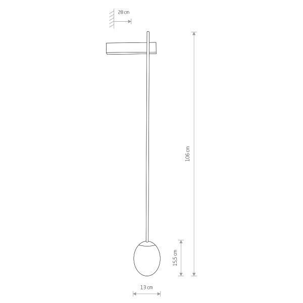 Oryginalny czarny kinkiet Ice Egg B z mlecznym kloszem i klasą szczelności IP44