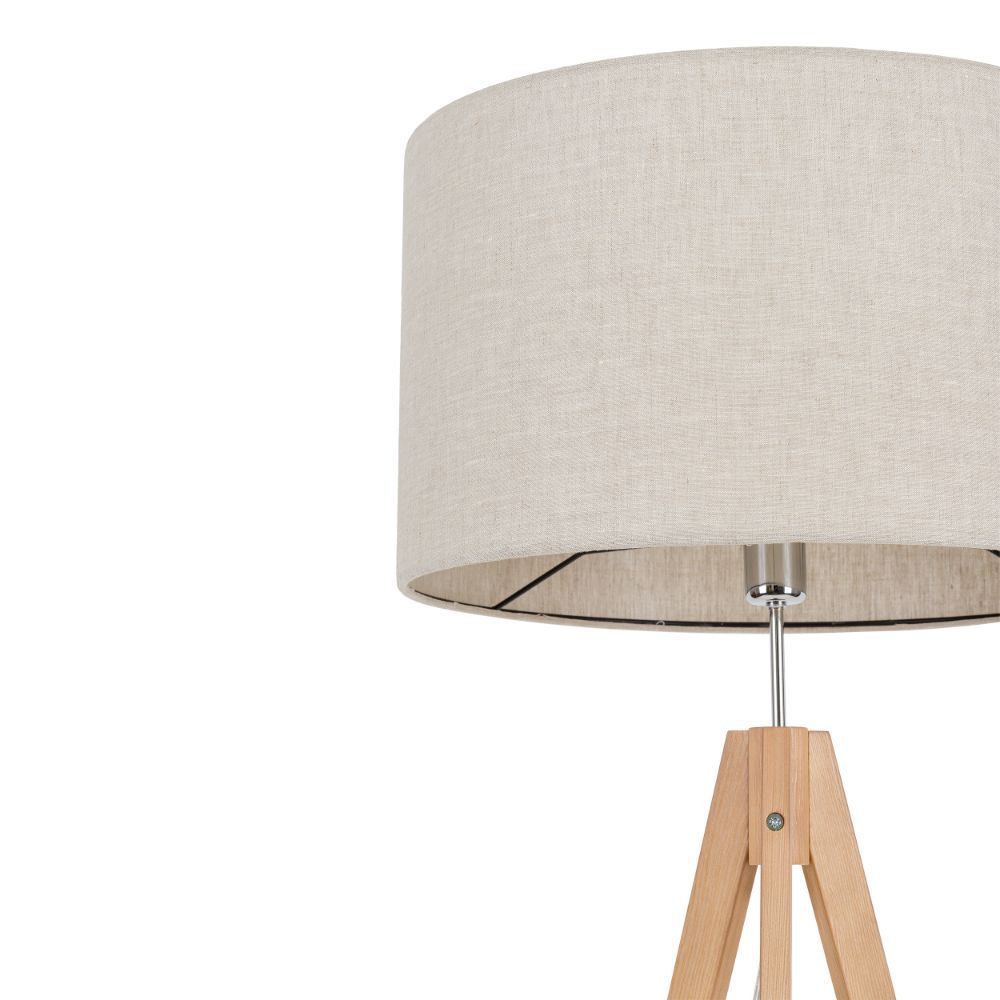 Podłogowa lampa Treviso Nature na drewnianym trójnogu