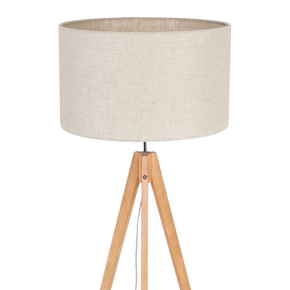 Podłogowa lampa Treviso Nature na drewnianym trójnogu