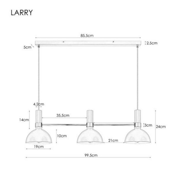 Podłużna czarna lampa wisząca Larry z eleganckimi złotymi akcentami