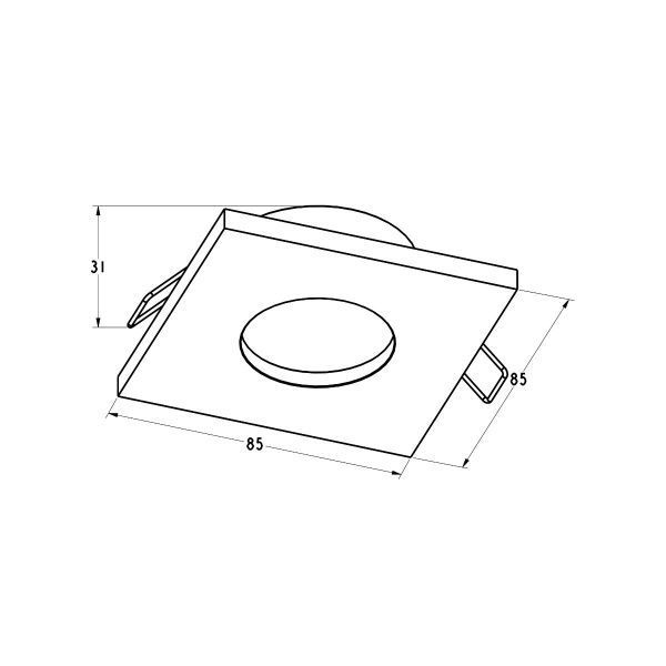 Podtynkowe kwadratowe oczko sufitowe Chipa DL, GU10, IP54