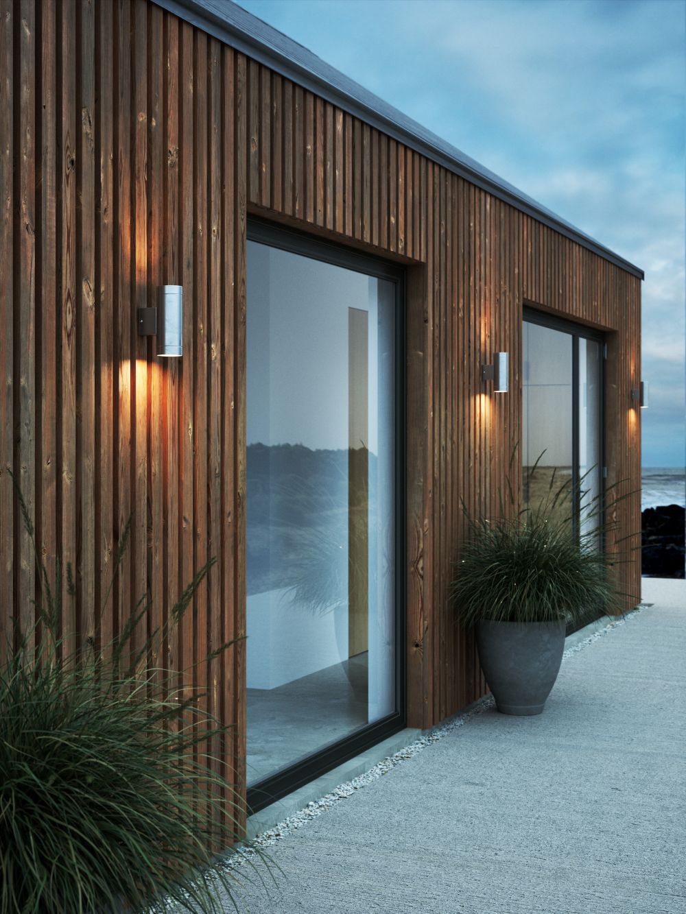 Podwójna lampa ścienna Tin Maxi o klasie szczelności IP54