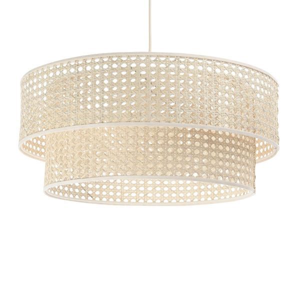 Podwójna wisząca lampa Meissa z rattanowym kloszem o średnicy 40 cm