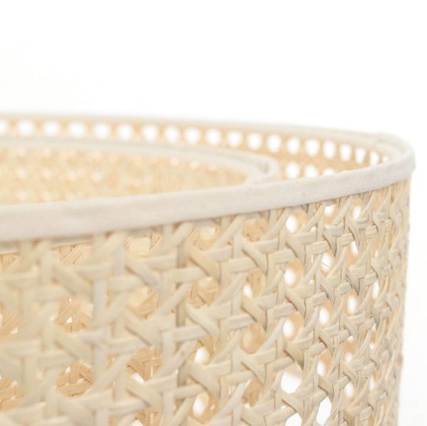 Podwójna wisząca lampa Meissa z rattanowym kloszem o średnicy 40 cm