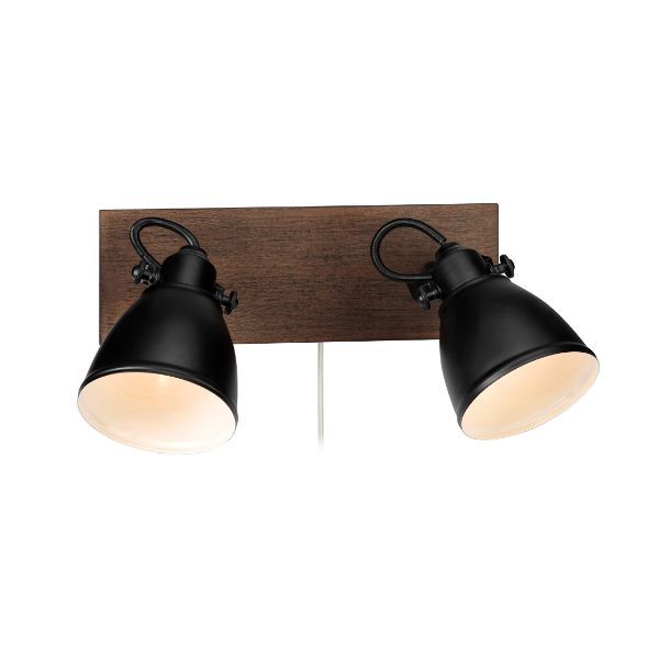 Podwójny kinkiet Native z regulowanymi kloszami w kolorze czarnym