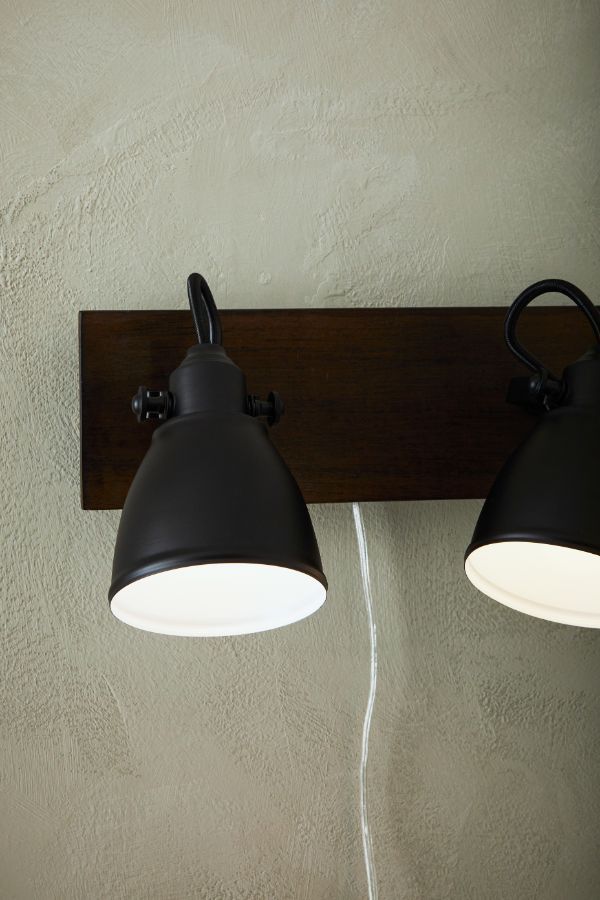 Podwójny kinkiet Native z regulowanymi kloszami w kolorze czarnym