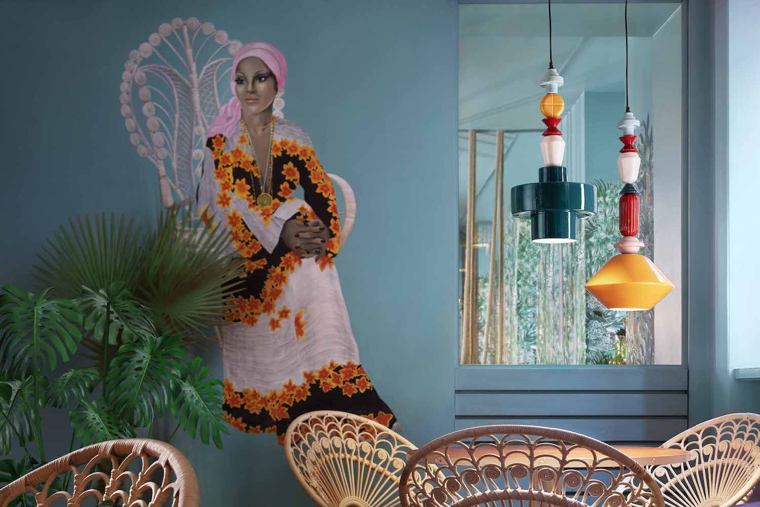 Pomarańczowa lampa wisząca Lariat C2512 z ceramiki