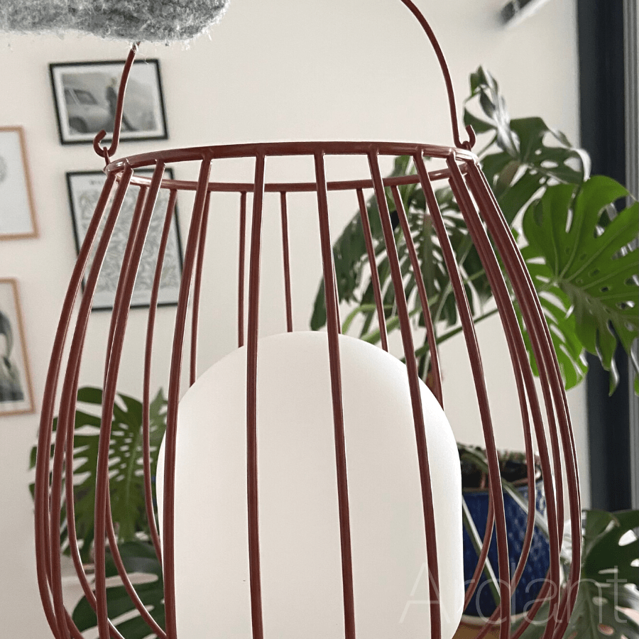 Przenośny lampion LED Jim To-Go, IP54, w kolorze terrakoty