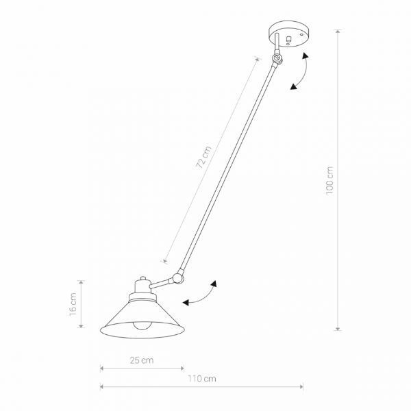 Regulowana lampa sufitowa Techno w czarnym kolorze