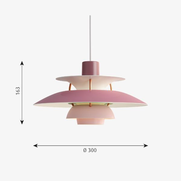 Różowa lampa wisząca PH 5 Mini od Louis Poulsen