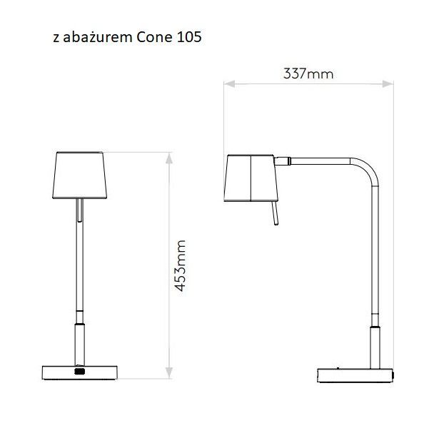 Srebrna lampa biurkowa Miura z portem USB