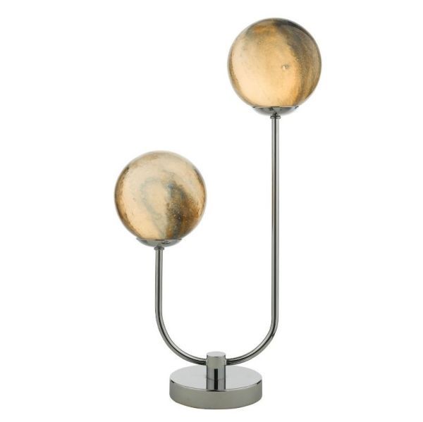 Srebrna lampa stołowa Mikara z szklanymi kloszami