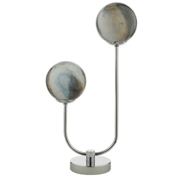 Srebrna lampa stołowa Mikara z szklanymi kloszami