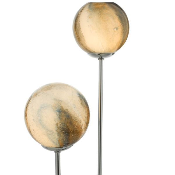 Srebrna lampa stołowa Mikara z szklanymi kloszami