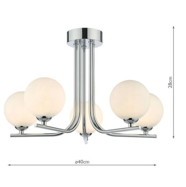 Srebrna lampa wisząca Cradle 5 z mlecznymi kloszami do salonu