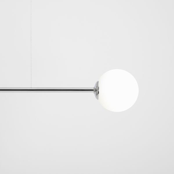 Srebrna, podłużna lampa wisząca Pure z szklanymi kloszami