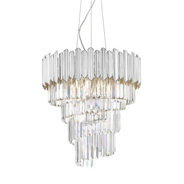 Srebrna, stylowa lampa wisząca Gladius