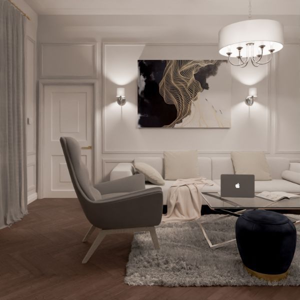 Srebrna wisząca lampa Abu Dhabi z białym abażurem