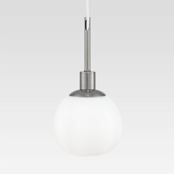 Srebrna wisząca lampa Erich z mlecznym kloszem