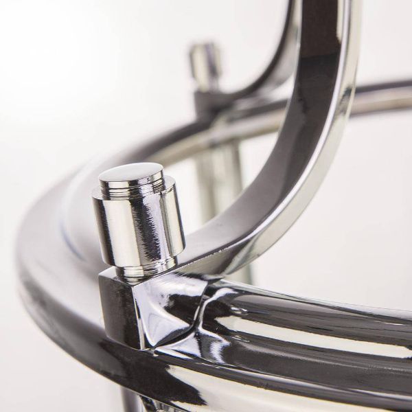 Srebrna wisząca lampa New York z czterema punktami świetlnymi i szklanym kloszem