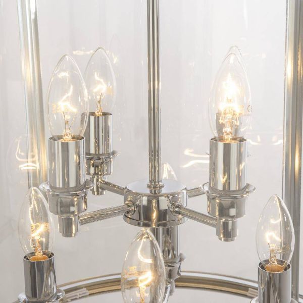 Srebrna wisząca lampa New York z dużym kloszem