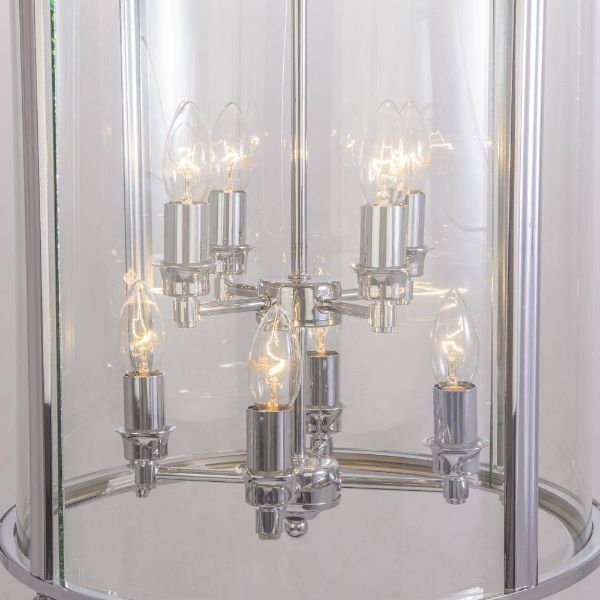 Srebrna wisząca lampa New York z dużym kloszem