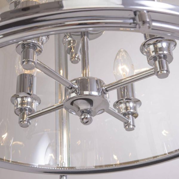 Srebrna wisząca lampa New York z dużym kloszem