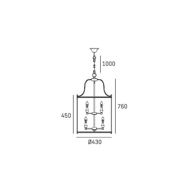 Srebrna wisząca lampa New York z dużym kloszem