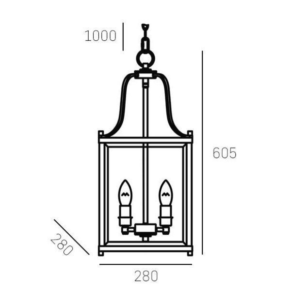Srebrna, wisząca lampa w kształcie kwadratu New York