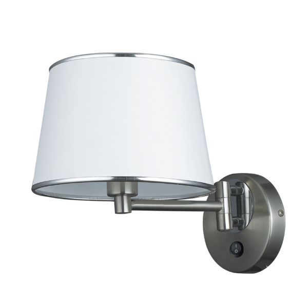 Srebrny kinkiet Ibis z białym abażurem