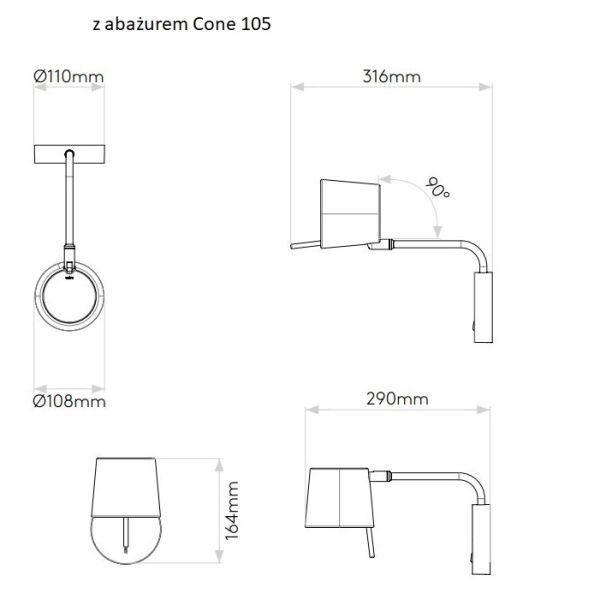 Srebrny kinkiet Miura Swing Arm z oświetleniem LED