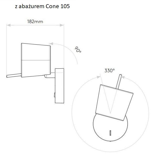 Srebrny kinkiet Miura z możliwością regulacji i wbudowanym włącznikiem