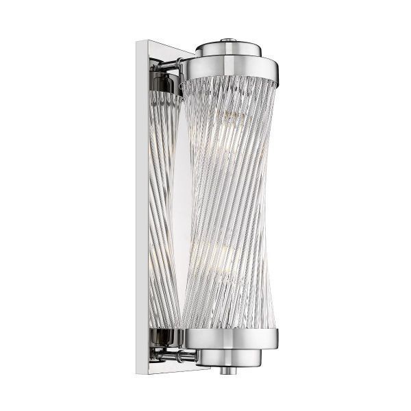 Srebrny kinkiet Sergio S w formie szklanej tuby