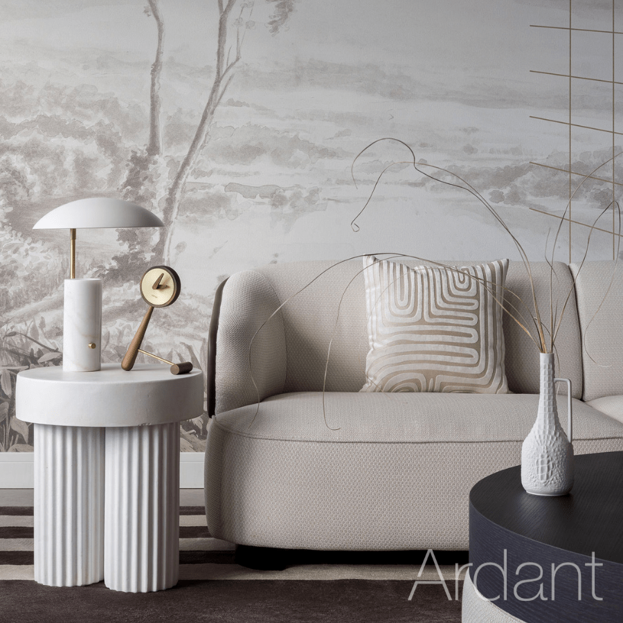 Stylowa biała lampa stołowa Mademoiselles z marmurową podstawą