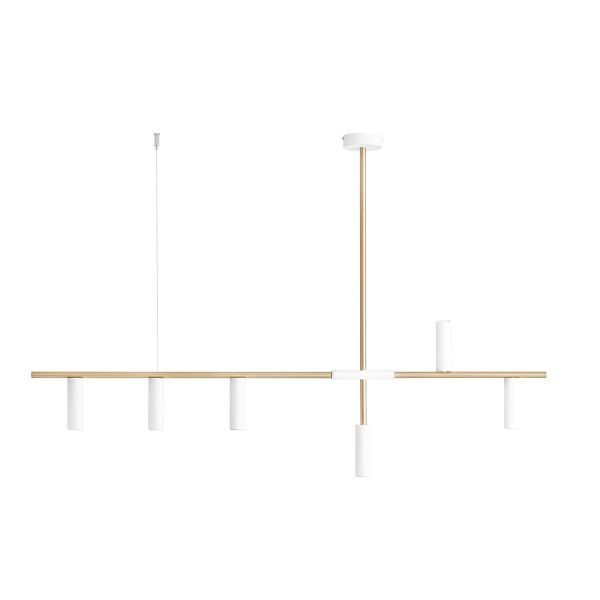 lumigo stylowa lampa wiszaca trevo w bieli i mosiadzu 1