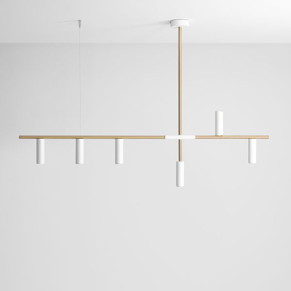 Stylowa lampa wisząca Trevo w bieli i mosiądzu