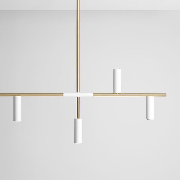 Stylowa lampa wisząca Trevo w bieli i mosiądzu