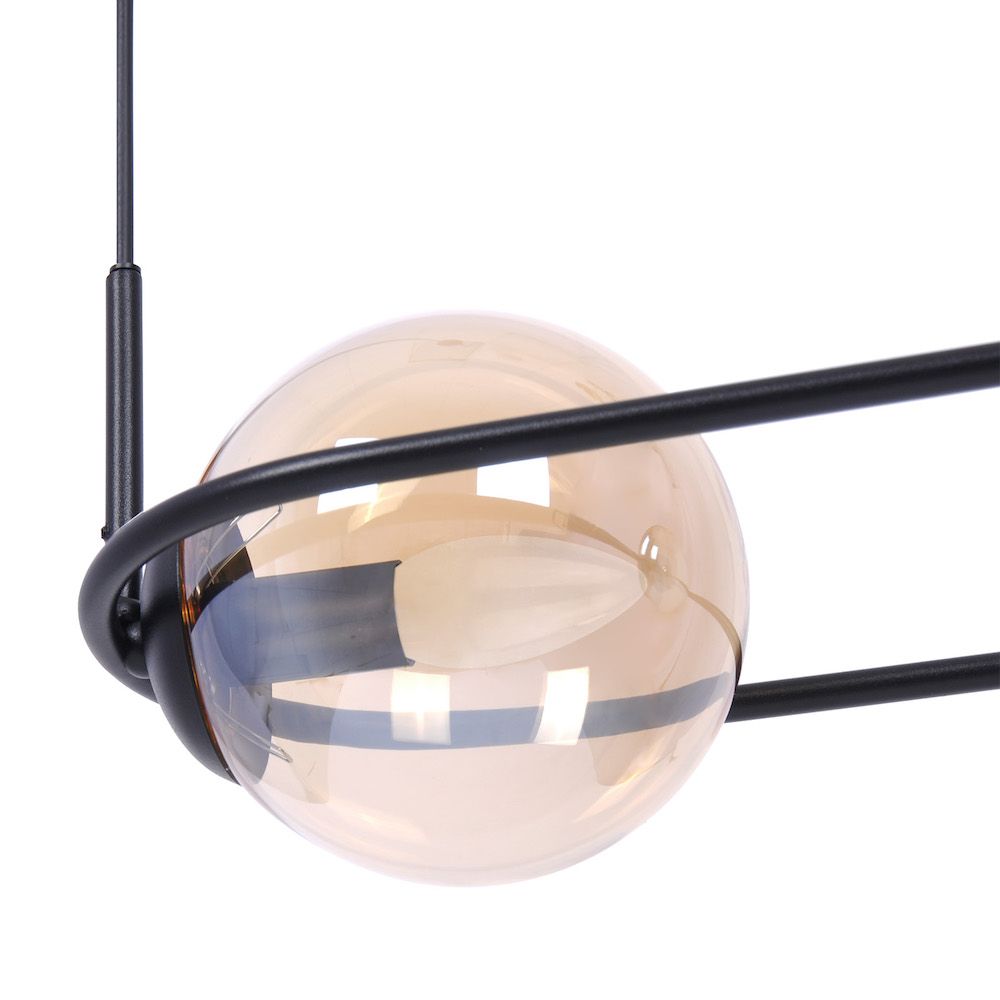 Stylowa lampa wisząca Venta z bursztynowymi kloszami