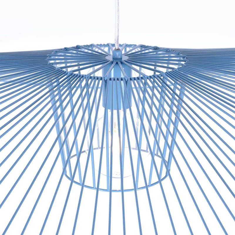 Stylowa lampa wisząca w kształcie kapelusza z niebieskim kloszem