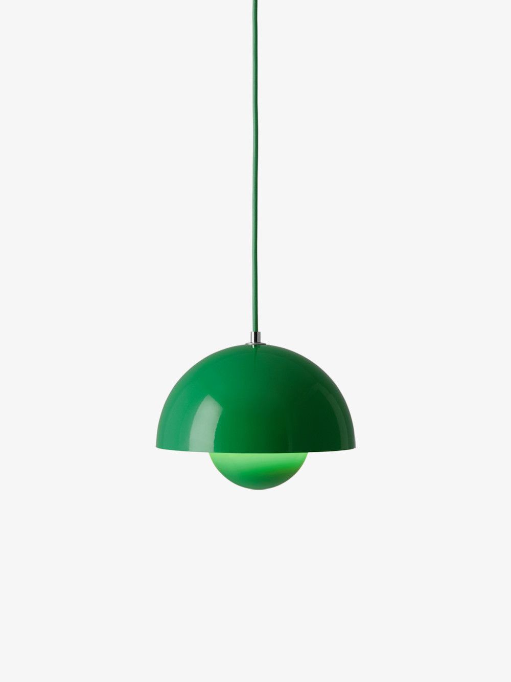 Stylowa wisząca lampa Flowerpot VP1 w kolorze Signal Green o średnicy 23 cm
