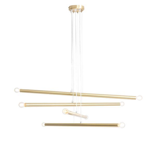 Stylowa wisząca lampa Tubo 8 w mosiężnym wykończeniu