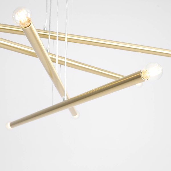 Stylowa wisząca lampa Tubo 8 w mosiężnym wykończeniu