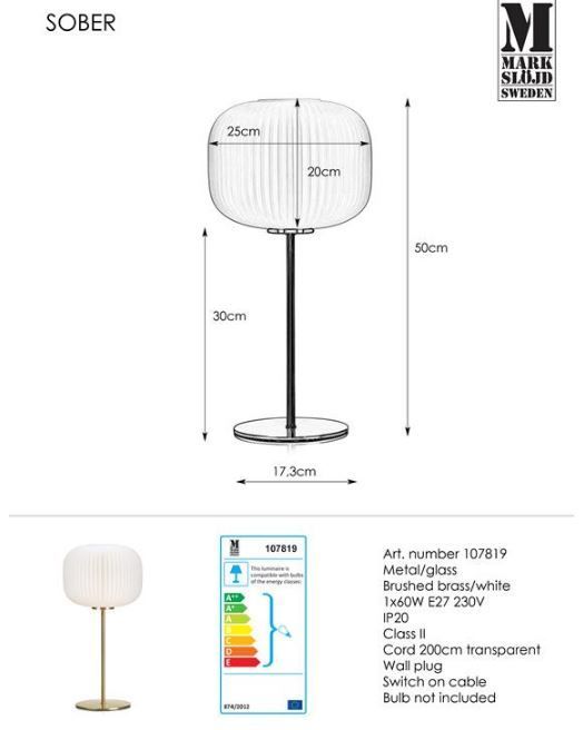 Stylowa złota lampa stołowa Sober z szklanym kloszem