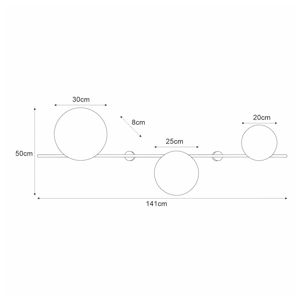 Stylowy kinkiet Rega z trzema czarnymi okręgami