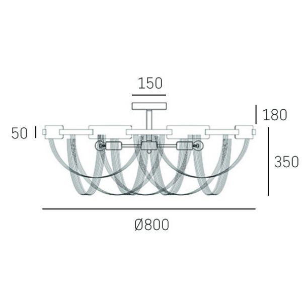 Stylowy plafon Roma z eleganckimi srebrnymi łańcuszkami